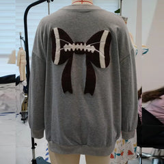 LIZAKOSHT  -  Letters Football Print Hoodie Pullover Autumn Long Sleeve Crew Neck Baggy Tops Women Casual Sweatshirt Sporty Aesthetic Clothes