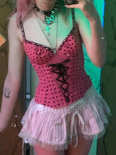LIZAKOSHT - Fashionable Pink and Black Seductive Niche Polka Dot Strap Strap Top+sexy Sweet Striped Pleated Skirt