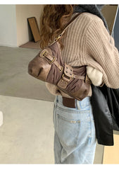 LIZAKOSHT - Women Vintage Trendy All Match Handbags Casual Pleated Y2k Aesthetic Underarm Bag Streetwear Fashion Office Lady Shoulder Bags