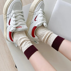 Lizakosht Solid Color Socks Women Autumn Winter Warm Knitted Long Socks Japanese Korean Fashion Harajuku Retro Streetwear Sports Socks Sox