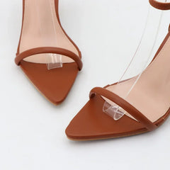 LIZAKOSHT  -  Fashion Chunky Heel Sandals Women Pointed Sexy Roman Sandals Women Hollow Ankle Strap Elegant Slingback High Heel Zapatos Mujer