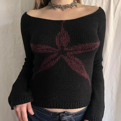 LIZAKOSHT - Casual Classic Korean Sweater Knitwear Women's Clothing Y2K Harajuku Vintage Tops Slim Short Tide Chic Pattern emo Slim Knitwear