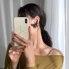 LIZAKOSHT Fashion Design Crystal Chiffon Butterfly Earring Gauze Wing For Women Girls High Grade Insect Shaped Stud Ear Jewelry Party Gift