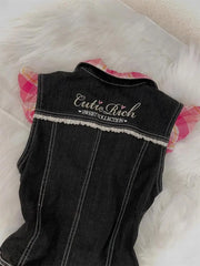 LIZAKOSHT  -  Hot Sweet Denim Skirt Slim Goth Womens Dresses Y2k Sleeveless Punk Vintage Harajuku Korea Striped 2000s Camis Grunge Emo fashion