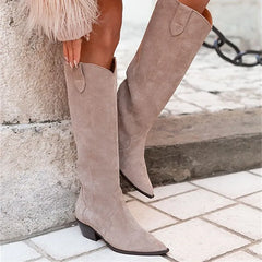 LIZAKOSHT - Med Heel Boots Women's Rubber Shoes Rain Luxury Designer Boots-Women Winter Footwear Fashion Pointy Over-the-Knee