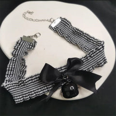 LIZAKOSHT - Kawaii Lolita Bowknot Bell Pendant Lace Choker Necklace Sexy Neck Collar Dress Girls Cosplay Party Jewelry D1254