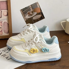 LIZAKOSHT - Kawaii Platform Sneakers Shoes for Women Cute Sweet Solid Colour Womens Sports Shoes Casual Versatile Female Shoes