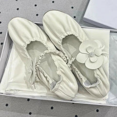 LIZAKOSHT - New Flower Flat Mary Jane Shoes Women Round Toe Comfy Casual Loafers White Fashion Brand Mule Shoes Designer Floral Ballet Shoes