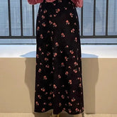 LIZAKOSHT - Women Winter Skirt Thick Warm Vintage Long Floral Black Velvet Midi Skirt Female Korean Fashion Y2K High Waist Skirts