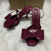 LIZAKOSHT - Brand Open Toe Women High Heels Sandals Patent Leather Large Bow Decoration Ankle Strap Wedding Bridal Dress Shoes for Ladies