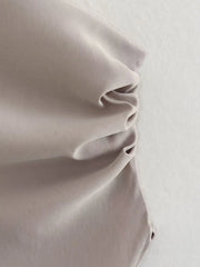 LIZAKOSHT - Fashion Summer Women's Sexy Sleeveless Asymmetric Pleated Vest Causal Elegant Tops Single Shoulder Vintage Slim Tops