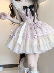 LIZAKOSHT  -  Summer Y2k Woman Dress Female Lace Vintage Fairy Elegant French Sweet One Piece Dress Female Birthday Party Chic Outfits