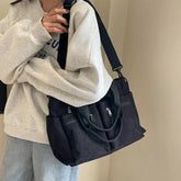 LIZAKOSHT - Large Capacity Corduroy Women Crossbody Bags Classic Korea Style Elegant Shoulder Bag Traveling Multilayer Thick Handbag