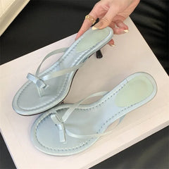 LIZAKOSHT  -  New Summer Butterfly-knot Clip Toe Women Slippers Fashion Low Thin Heels Sandals Party Dress Flip Flops Shoes