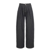 LIZAKOSHT - Women Striped Relaxed Fit Jeans Retro Low Rise Wide Leg Denim Pants Grunge Loose Trousers Spring Y2K Clothes