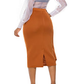 LIZAKOSHT - Fashion Bodycon Pencil Skirts Women High Waist Slim Midi Modest Classy Female Black Package Hip Jupes Falad Elegant Skirt indie