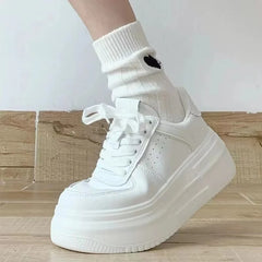 LIZAKOSHT - White Sports Shoes Korean Women Platform Sneakers Casual Harajuku Tennis Female Vintage Vulcanize Designer Footwear