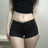 LIZAKOSHT - Punk Fashion American High Street Low Waist Summer Shorts Y2k Aesthetic Slim Harajuku All Match Short Pants Spice Girl Trousers