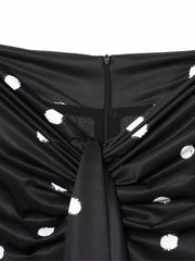 LIZAKOSHT - Polka Dot Midi Skirt Woman Elegant Casual Black High Waist Slit Skirts Fashion Bow-Tie Waist Slim Long Skirts New Summer