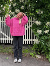 LIZAKOSHT - Sweet Rose Red Women Loose O-neck Pullover Elegant Long Flare Sleeve Casual Knitted Sweater Autumn Lady Commute Streetwear