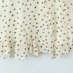LIZAKOSHT - New Women's Irregular Skirt Ruffle Edge Apricot Polka Dot Skirt