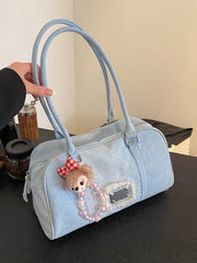 LIZAKOSHT - Y2K Denim Bag Handbag and Purses Totes Shoulder Bag Women 2024 New Trendy Designer Ladies Casual Bags Without Cartoon Pendant