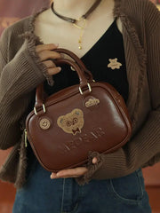 LIZAKOSHT  -  Harajuku Brown Messenger Bag Women Retro Bear Embroidery Handle Crossbody Bags Ladies Vintage Sweet Cute Hand Bag Chic
