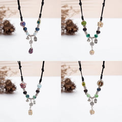 LIZAKOSHT - Bohemian Ethnic Style Necklace Handmade Ceramic Bead Waterdrop Pendant Choker Adjustable Size Bohemian Necklace Women