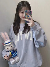 LIZAKOSHT - Casual Women Letter Printint Sweatshirts Fall Fashion O-Neck Long Sleeves Loose Sweatshirts Female Chic Oversize Pullovers