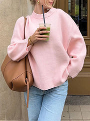 Lizakosht Loose Sweater For Women Elegant O Neck Long Sleeve Knitted Pullover Female Autumn Winter Casual Warm Thick Fashion Solid Jumpers