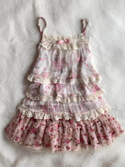 LIZAKOSHT - Summer New Sweet Print Retro Skirt Suits Women Lace Patchwork Tops + Fluffy Skirts French Elegant Slim Vintage 2 Piece Sets