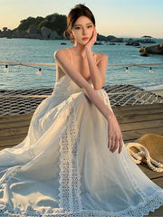 LIZAKOSHT - Real Photos Of Sanya Beach Backless Super Fairy Holiday Dress Senior Sense Long Skirt Gauze Female