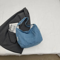 LIZAKOSHT - Denim Shoulder Bags For Women Fashion Canvas Crossbody Bags Large Capacity Cloth Messenger Bags Korea Style Pastoral Packages