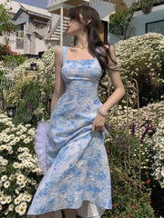 LIZAKOSHT - Elegant Evening Dress Sweet Floral Slim Midi Club Gown Beach Robe Femme Ladies Sexy Mujer Vestido Summer Dress For Women