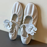 LIZAKOSHT - New Flower Flat Mary Jane Shoes Women Round Toe Comfy Casual Loafers White Fashion Brand Mule Shoes Designer Floral Ballet Shoes