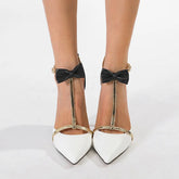 LIZAKOSHT - Sandals Comfort Shoes for Women High Heels Suit Female Beige Large Size New Pointed Multicolored High-heeled Black Big Bow