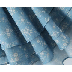 LIZAKOSHT - New Women Bow Tie Lace Trim Floral Print Sling Mini Dress Layered Hem Female Summer Holiday Beach Dresses Sexy Robe