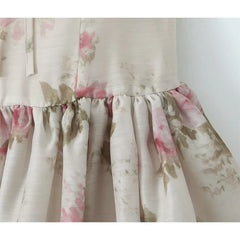 LIZAKOSHT  -  Sexy Elegant Women Spaghetti Strap Rose Floral Print Mini Dresses Summer Female Low Waist Vintage Party Robe