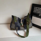 LIZAKOSHT - Fashion Plaid Texture Shoulder Bag Autumn Winter Wool Large Capacity Crossbody Bag Retro Lazy Style Lightweight Storage Bag