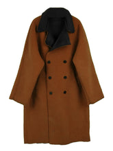 LIZAKOSHT  -  Vintage Fashion Woolen Coat Personalized Lamb Fleece Spliced Leather Double Breasted Suit Collar Coat