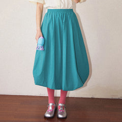 LIZAKOSHT - Long Skirt Women Elegant Solid Elastic Waist A-line Vintage Korean Fashion Loose Balloon Maxi Skirt Casual Y2K Streetwear