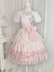 LIZAKOSHT - Lolita Elegant Girl Dress Op Super Fairy Lace Sweet Birthday Short-Sleeved Everyday