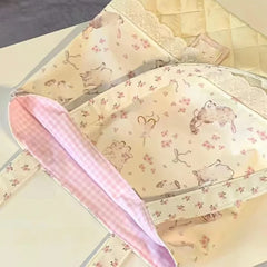 LIZAKOSHT - Korean Sweet Flower Cat Bow Print Handbag Tote Bags Large Capacity Women Commute Shoulder Bag