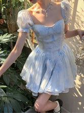 LIZAKOSHT  -  Mini Dress Puff Sleeves Purple Sweet Elegent Party Women Vintage French Fairy Dress Female Chiffon Korea Sexy Dress Summer 2024