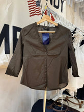 LIZAKOSHT - Ruffles Three Quarter Sleeve T-shirt Blouse Woman Autumn V-neck Single Breasted Cotton Slim Casual Shirts Brown Vintage Tops