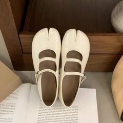 LIZAKOSHT  -  Spring New Tabi Ninja Shoes Women Round Spilt Toe Shallow Buckle Ballet Shoes Fashion Eelgant Low Heels Mary Jane Single Shoes