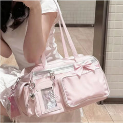 LIZAKOSHT - Sweet One Shoulder Tote Ita Bag Women's Fashionable Versatile Y2k Multi Style Large Capacity Transparent Outer Bag Crossbody Bag