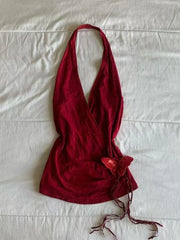 LIZAKOSHT - Summer Y2k Aesthetic Sexy Halter Backless Tank Top 2025 Women Streetwear 3D Butterfly Tanks Harajuku Vintage Bodycon Camisole