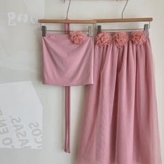 LIZAKOSHT - Summer 2024 Women's Pink Light Gown Morning Gown High-end Light Luxury SexyTemperament Celebrity Plunge Dress Two Piece Set