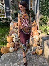 LIZAKOSHT - Women Dress Floral Print Fringe Midi Dresses Burgundy Sleeveless High Neck Asymmetrical Hem Party Dress Summer Woman Clothes